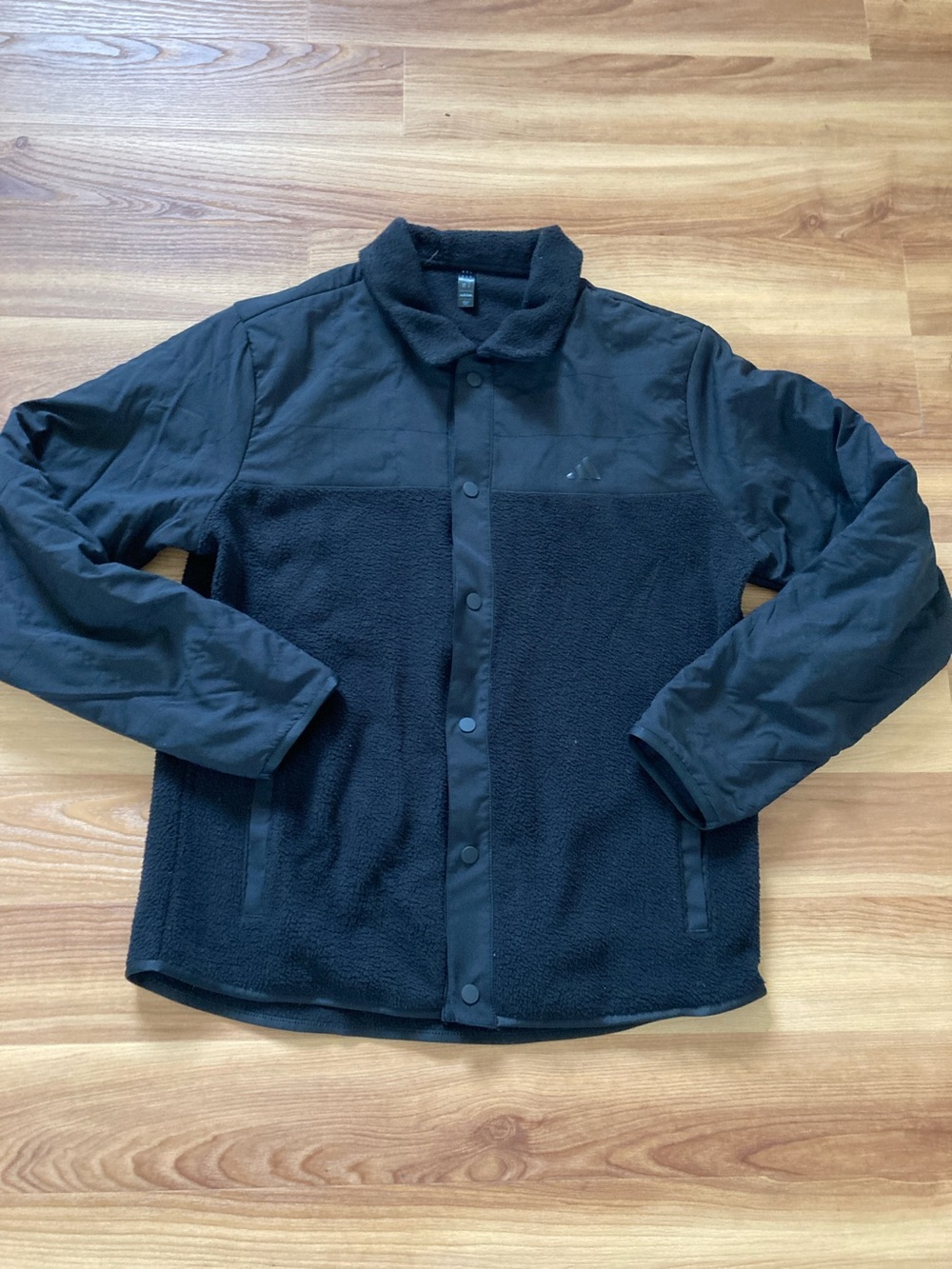 adidas Men's Black Lightweight Fleece Shirt Jacket Button Down NWOT